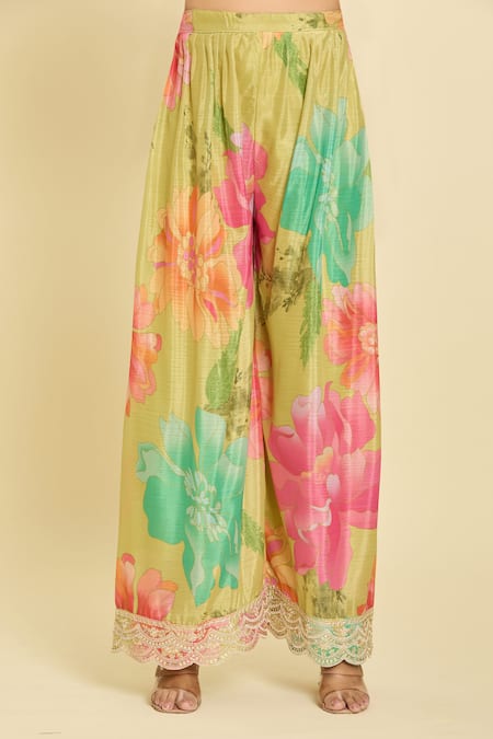 Buy_Naintara Bajaj_Multi Color Dupatta Net, Kurta And Palazzo Chinon Silk Sequin, Print Set _Online_at_Aza_Fashions