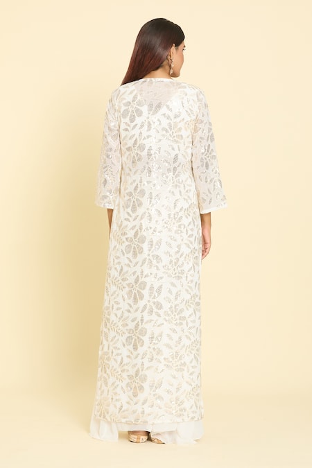 Samyukta Singhania Floral Embroidered Anarkali Pant Set 