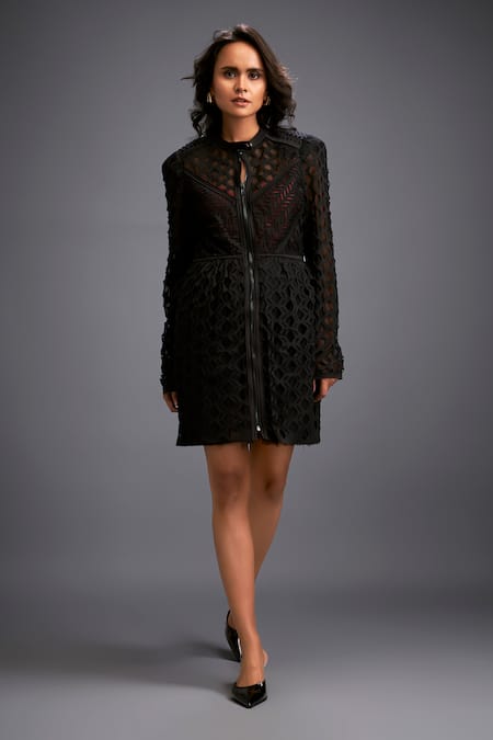 Deepika Arora Geometric Cutwork Panel Dress 