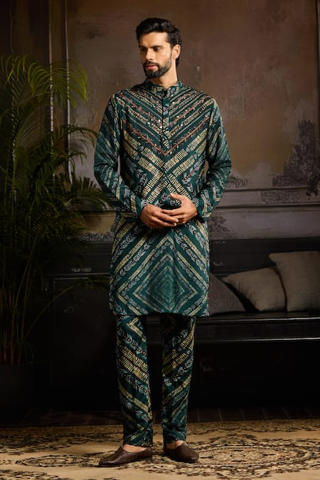 DiyaRajvvir Chevron Print Kurta & Pant Set 