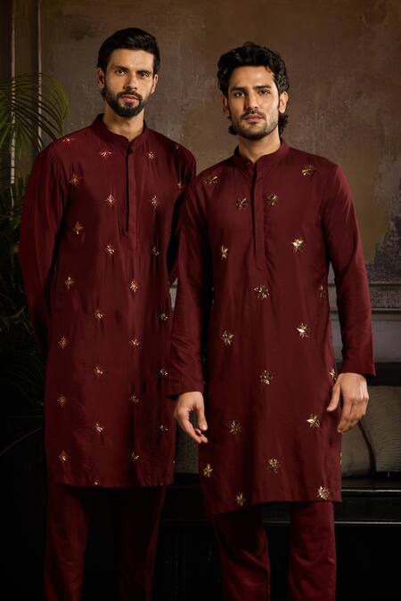 Buy Diyarajvvir Maroon Cotton, Silk Cut Work, Sequins Floral Butti Embroidered Kurta Set Online at Aza Fashions Buy_Diyarajvvir_Maroon Cotton, Silk Cut Work, Sequins Floral Butti Embroidered Kurta Set _Online_at_Aza_Fashions