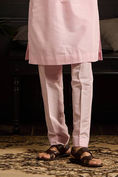 Diyarajvvir Pink Cotton Silk Cutdana, Thread Fan Embroidered Placement Kurta With Pant Online at Aza Fashions Diyarajvvir_Pink Cotton Silk Cutdana, Thread Fan Embroidered Placement Kurta With Pant _Online_at_Aza_Fashions