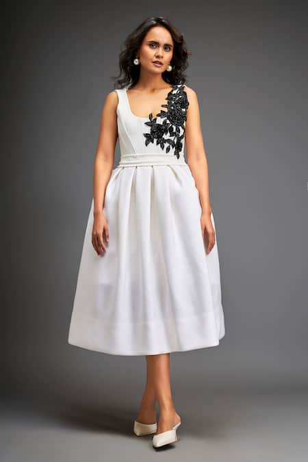 Deepika Arora Swarovski Embroidered Flared Midi Dress 