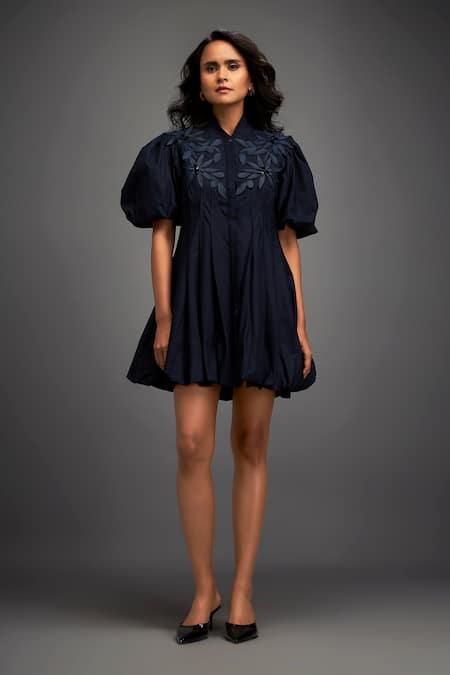 Deepika Arora Floral Applique Structured Mini Dress 