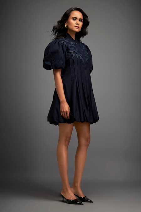 Deepika Arora Floral Applique Structured Mini Dress 