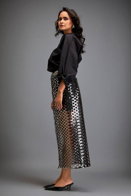 Buy Deepika Arora Black Cotton Cut Work Gunmetal Skirt Online at Aza Fashions Buy_Deepika Arora_Black Cotton Cut Work Gunmetal Skirt _Online_at_Aza_Fashions