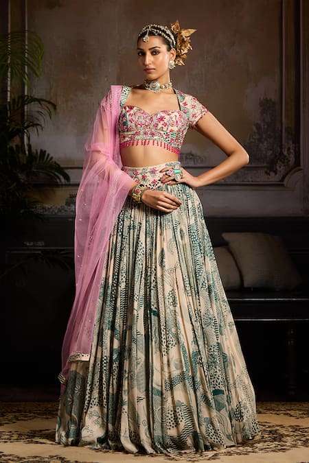 DiyaRajvvir Floral Jaal Print Lehenga Set 