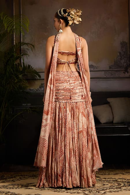 Diyarajvvir Gulbahar Print Ruched Waist Lehenga Set 