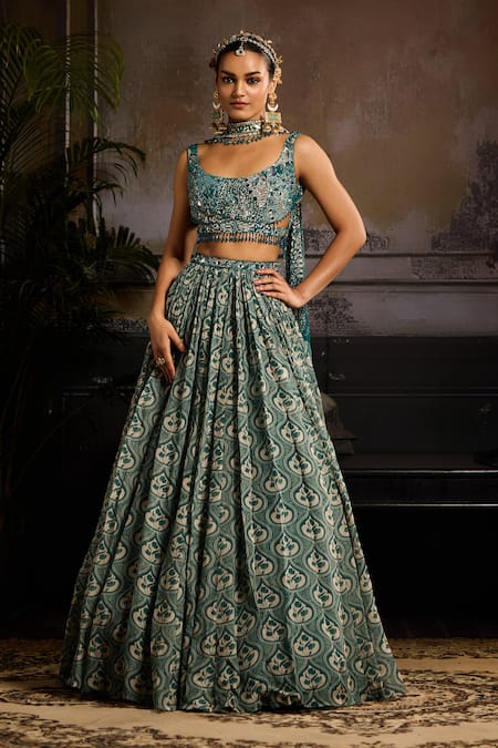 DiyaRajvvir Crest Bloom Print Lehenga Set 