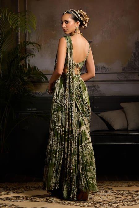 Diyarajvvir Printed Tiered Skirt Saree With Blouse 