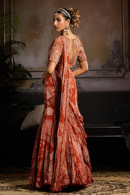 Diyarajvvir Printed Mermaid Skirt Saree With Blouse 