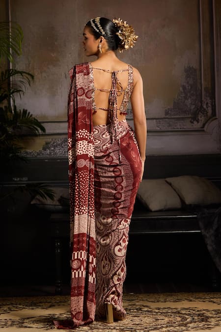 Diyarajvvir Leaf Printed Draped Skirt Saree Set 