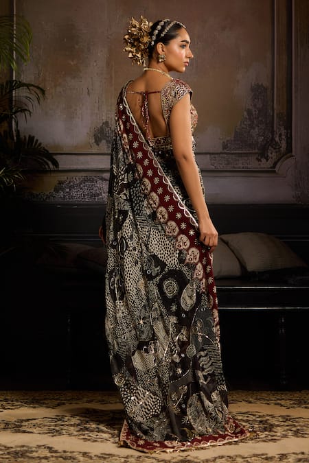 Diyarajvvir Abstract Jaal Print Pre-Stitched Saree Set 