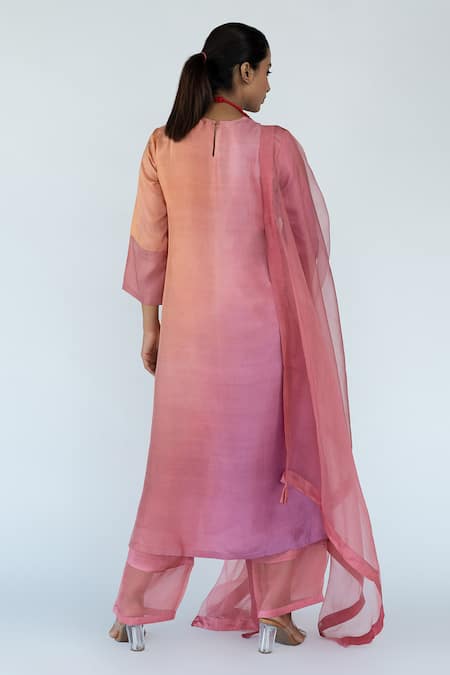 Meghna Panchmatia Ombre Color Block Straight Kurta Set 