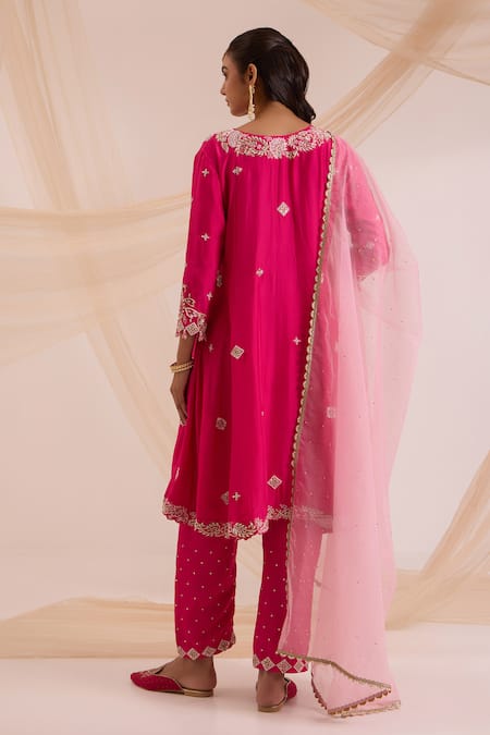 Nitisha Kashyap Official Floral Embroidered A-Line Kurta Set 