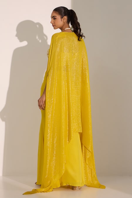 Nitisha Kashyap Official Stripe Pattern Cape Draped Skirt Set 