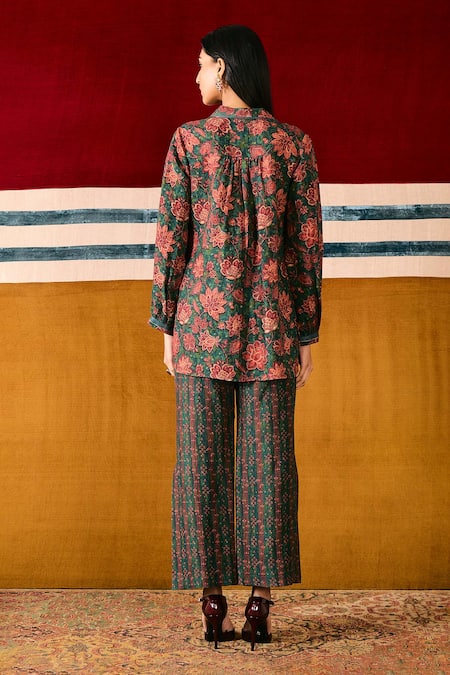 Sue Mue Floral Print Top & Pant Set 