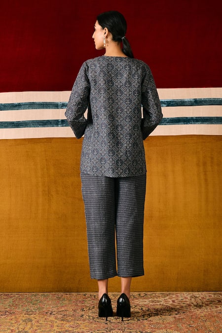 Sue Mue Geometric Print Top & Pant Set 