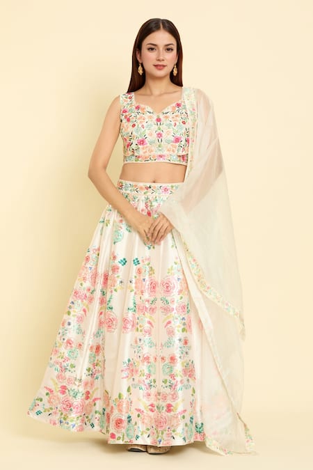 Samyukta Singhania Rose Print Embroidered Lehenga Set 