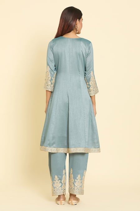 Samyukta Singhania Mirror Embroidered Grey Kurta Set 