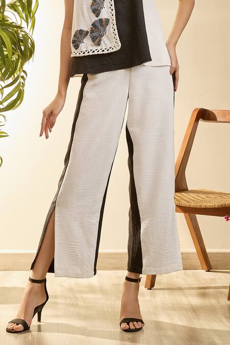 Buy Babita Malkani White Turkish Linen Mosaic Floral Round Monochrome Embroidered Top And Pant Set Online at Aza Fashions Buy_Babita Malkani_White Turkish Linen Mosaic Floral Round Monochrome Embroidered Top And Pant Set _Online_at_Aza_Fashions