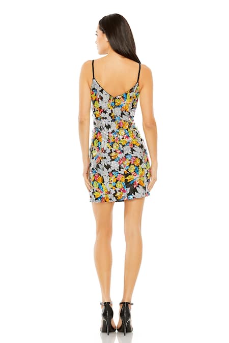 Shop Mac Duggal Multi Color Polyester Sequins, Embroidery Sweetheart Neck Floral Mini Dress at Aza Fashions Shop_Mac Duggal_Multi Color Polyester Sequins, Embroidery Sweetheart Neck Floral Mini Dress _at_Aza_Fashions