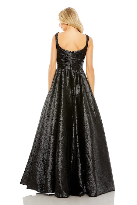 Mac Duggal Metallic Pleated Bodice Ball Gown 