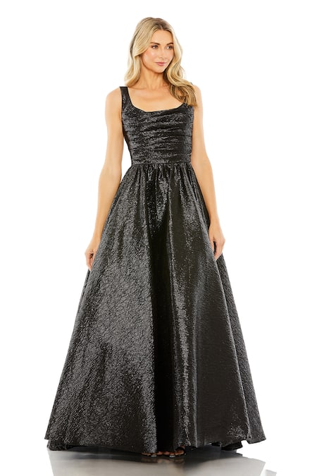 Mac Duggal Metallic Pleated Bodice Ball Gown 