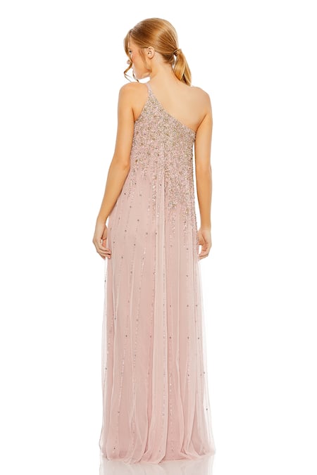 Shop Mac Duggal Pink Polyester Sequins One Shoulder Embellished Gown at Aza Fashions Shop_Mac Duggal_Pink Polyester Sequins One Shoulder Embellished Gown _at_Aza_Fashions