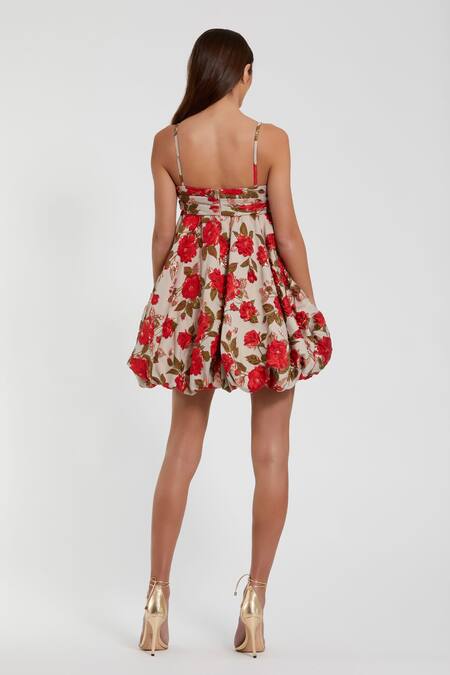 Shop Mac Duggal Gray Polyester Embroidery Sweetheart Neck Grey Rosa Woven Balloon Dress at Aza Fashions Shop_Mac Duggal_Gray Polyester Embroidery Sweetheart Neck Grey Rosa Woven Balloon Dress _at_Aza_Fashions