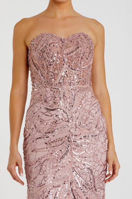 Mac Duggal Pink Polyester Sequin Off Shoulder Embellished Gown Online at Aza Fashions Mac Duggal_Pink Polyester Sequin Off Shoulder Embellished Gown _Online_at_Aza_Fashions