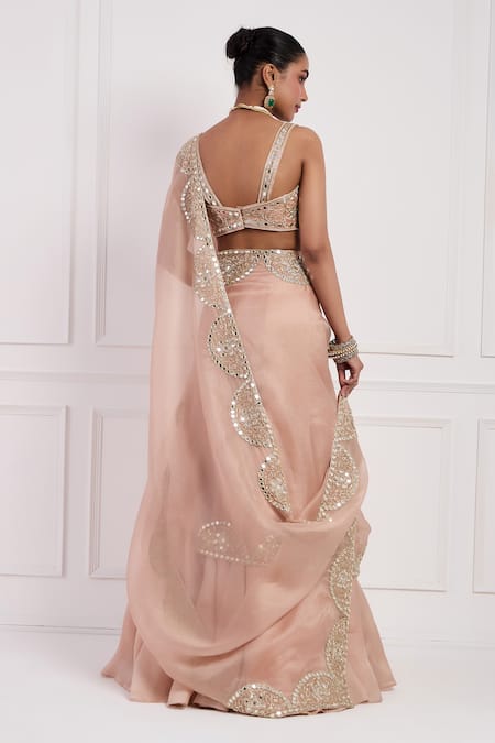 Neha Khullar Blush Pink Pre-Draped Lehenga Saree Set 