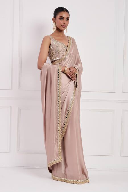 Buy Neha Khullar Pink Satin, Lining Shantoon, Raw Silk, Embroidered Blouse Saree Set Online at Aza Fashions Buy_Neha Khullar_Pink Satin, Lining Shantoon, Raw Silk, Embroidered Blouse Saree Set _Online_at_Aza_Fashions