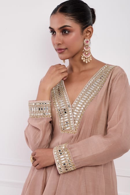 Neha Khullar Pink Modal, Chanderi Silk Cut Work Dabka Embroidered Anarkali And Dhoti Pant Set Online at Aza Fashions Neha Khullar_Pink Modal, Chanderi Silk Cut Work Dabka Embroidered Anarkali And Dhoti Pant Set _Online_at_Aza_Fashions
