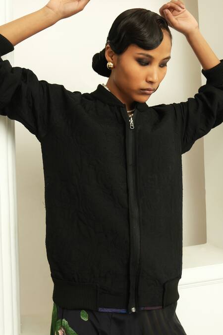 Buy OFRIDA Multi Color Cotton, Silk, Denim Multicolor Floral Quilted Bomber Jacket And Pant Online at Aza Fashions Buy_OFRIDA_Multi Color Cotton, Silk, Denim Multicolor Floral Quilted Bomber Jacket And Pant _Online_at_Aza_Fashions