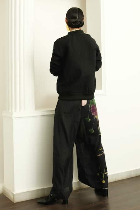 Shop OFRIDA Multi Color Cotton, Silk, Denim Multicolor Floral Quilted Bomber Jacket And Pant at Aza Fashions Shop_OFRIDA_Multi Color Cotton, Silk, Denim Multicolor Floral Quilted Bomber Jacket And Pant _at_Aza_Fashions