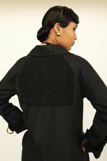 OFRIDA Multi Color Overlay Twill Linen, Shirt And Pant Cotton Silk Print Trench Set Online at Aza Fashions OFRIDA_Multi Color Overlay Twill Linen, Shirt And Pant Cotton Silk Print Trench Set_Online_at_Aza_Fashions