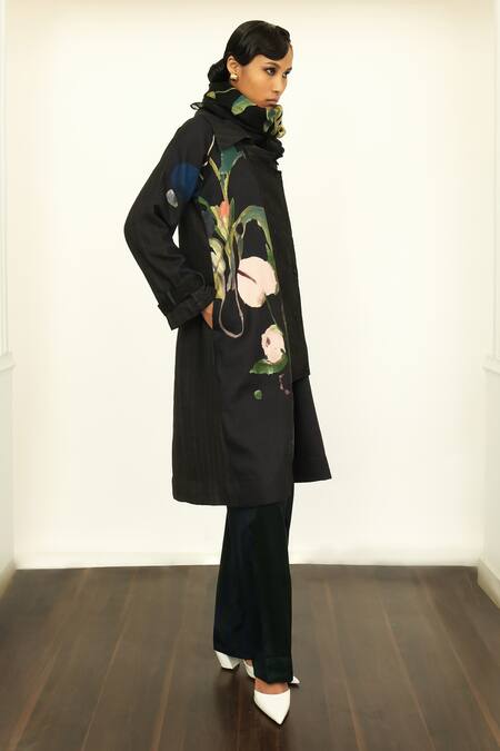 Buy OFRIDA Multi Color Overlay Twill Linen, Shirt And Pant Cotton Silk Print Trench Set Online at Aza Fashions Buy_OFRIDA_Multi Color Overlay Twill Linen, Shirt And Pant Cotton Silk Print Trench Set_Online_at_Aza_Fashions