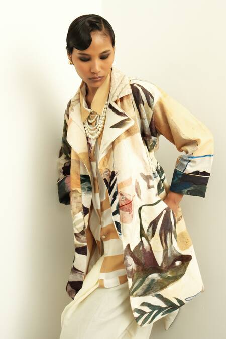 OFRIDA Multi Color Corduroy, Silk Applique, Multicolor Floral Printed Jacket Pant Set at Aza Fashions OFRIDA_Multi Color Corduroy, Silk Applique, Multicolor Floral Printed Jacket Pant Set_at_Aza_Fashions