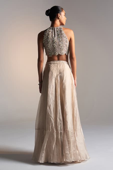 Osaa By Adarsh Petal Bloom Embroidered Top & Ruffle Skirt 