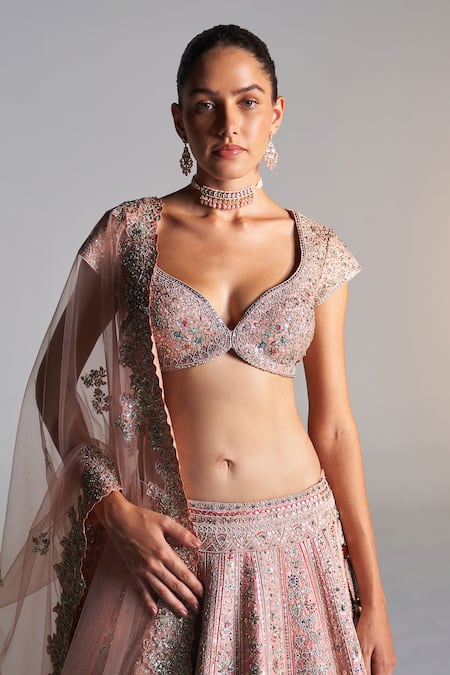 Buy Osaa By Adarsh Pink Raw Silk Aari Work, Dori, French Bahara Embroidered Bridal Lehenga Set Online at Aza Fashions Buy_Osaa By Adarsh_Pink Raw Silk Aari Work, Dori, French Bahara Embroidered Bridal Lehenga Set _Online_at_Aza_Fashions