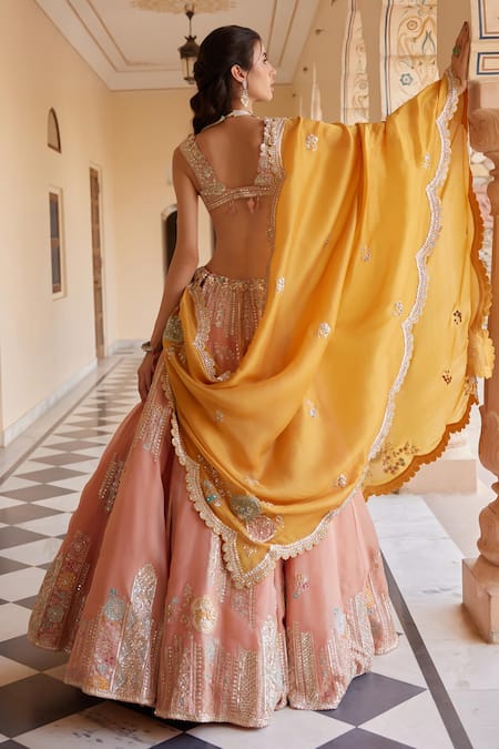 Osaa By Adarsh Zardozi Floral Embroidered Lehenga Set 