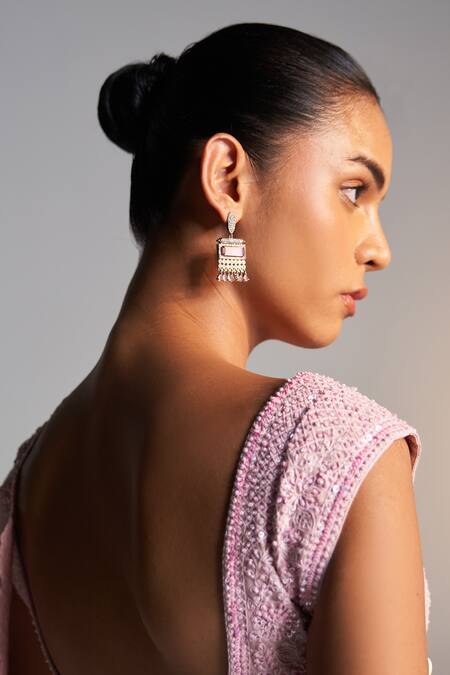 Buy_Osaa By Adarsh_Pink Organza Dori, Aari, French Knot, Zardozi And Embroidered Saree With Blouse 