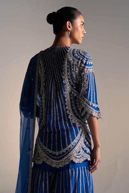 Buy Osaa By Adarsh Blue Organza Zari, Embroidery Round Neck Zardozi Kurta Sharara Set Online at Aza Fashions Buy_Osaa By Adarsh_Blue Organza Zari, Embroidery Round Neck Zardozi Kurta Sharara Set_Online_at_Aza_Fashions
