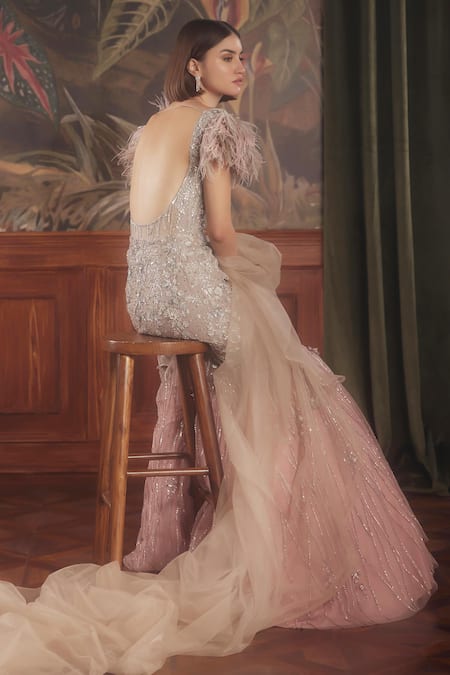 Roqa Mizar 3D Flowers Embroidered Mermaid Gown 