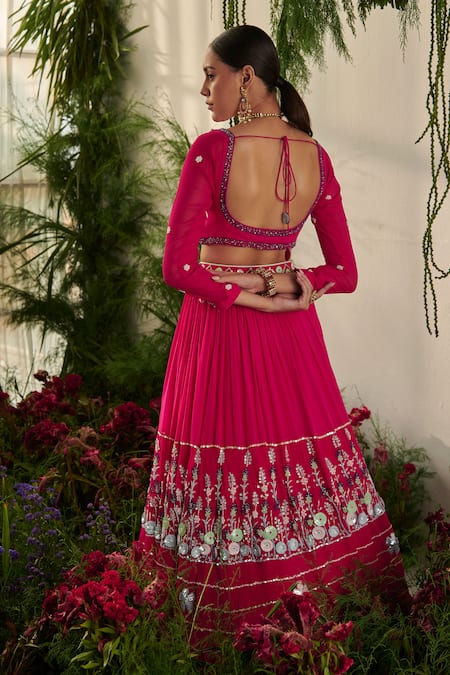 Tilsim By Sagarika Mehrotra Carnation Sequin & Cutdana Embroidered Lehenga Set 