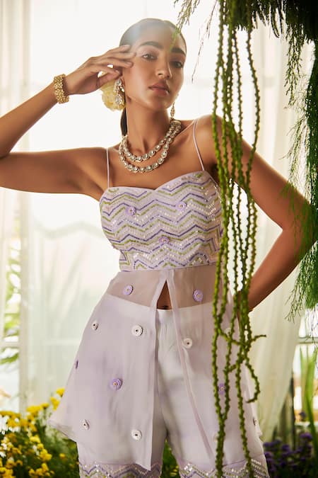 Buy Tilsim By Sagarika Mehrotra Purple Georgette Sequin, Bead Kashmiri Embroidered Long Top With Gharara Online at Aza Fashions Buy_Tilsim By Sagarika Mehrotra_Purple Georgette Sequin, Bead Kashmiri Embroidered Long Top With Gharara _Online_at_Aza_Fashions