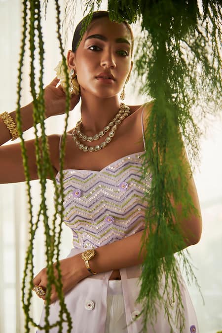 Shop Tilsim By Sagarika Mehrotra Purple Georgette Sequin, Bead Kashmiri Embroidered Long Top With Gharara Online at Aza Fashions Shop_Tilsim By Sagarika Mehrotra_Purple Georgette Sequin, Bead Kashmiri Embroidered Long Top With Gharara _Online_at_Aza_Fashions