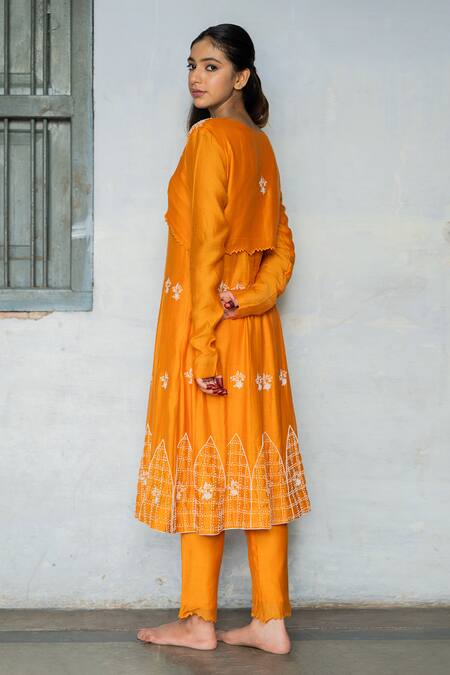 Tilsim By Sagarika Mehrotra Floral Embroidered Yellow Anarkali Set 