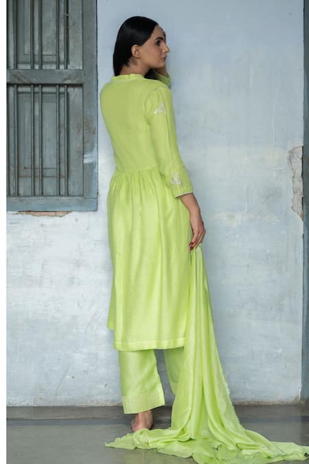 Tilsim By Sagarika Mehrotra Light Green Motif Patch Kurta Set 